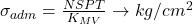  \sigma _{adm} = \frac{NSPT}{K_{MV}}\to kg/cm^{2} 