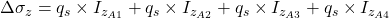 Rendered by QuickLaTeX.com  \Delta \sigma_{z} = q_{s}\times I_{z_{A1}} + q_{s}\times I_{z_{A2}} + q_{s}\times I_{z_{A3}} + q_{s}\times I_{z_{A4}}