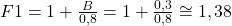  F1 = 1 + \frac{B}{0,8} = 1 + \frac{0,3}{0,8} \cong 1,38 