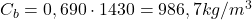  C_{b} = 0,690 \cdot 1430 = 986,7 kg/m^3