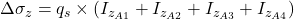 Rendered by QuickLaTeX.com  \Delta \sigma_{z} = q_{s} \times \left ( I_{z_{A1}} + I_{z_{A2}} + I_{z_{A3}} + I_{z_{A4}} \right )