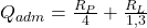  Q_{adm} = \frac{R_{P}}{4} + \frac{R_{L}}{1,3} 