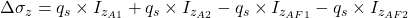Rendered by QuickLaTeX.com  \Delta \sigma_{z} = q_{s}\times I_{z_{A1}} + q_{s}\times I_{z_{A2}} - q_{s}\times I_{z_{AF1}} - q_{s}\times I_{z_{AF2}}