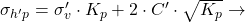 Rendered by QuickLaTeX.com  \sigma_{h'p} = \sigma'_{v}\cdot K_{p} + 2\cdot C'\cdot \sqrt{K_{p}} \rightarrow