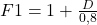  F1 = 1 + \frac{D}{0,8} 